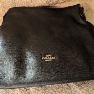 Coach large black leather purse